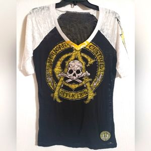 Affliction 3/4 sleeve top